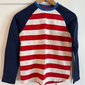 Boden Red and White Striped Top with Blue Trim